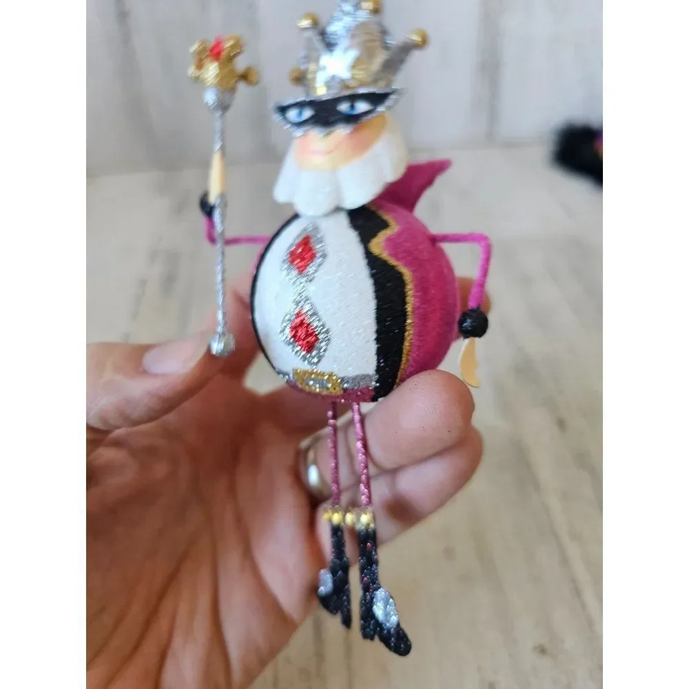 Pier 1 King glitter ornament‎ valentine jester unique vintage pink Xmas tree